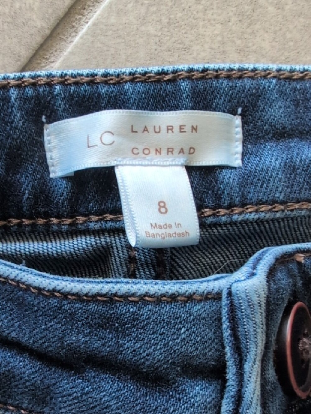 LC Lauren Conrad Dark Blue Wide-Leg Jeans with Front Patch Pockets - Picture 2 of 6
